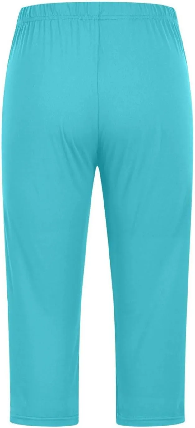 Womens Stretchy Yoga Cropped Leggings Tummy Control High Waisted Gym Athletic Capris Slim Fit Workout Summer Shorts