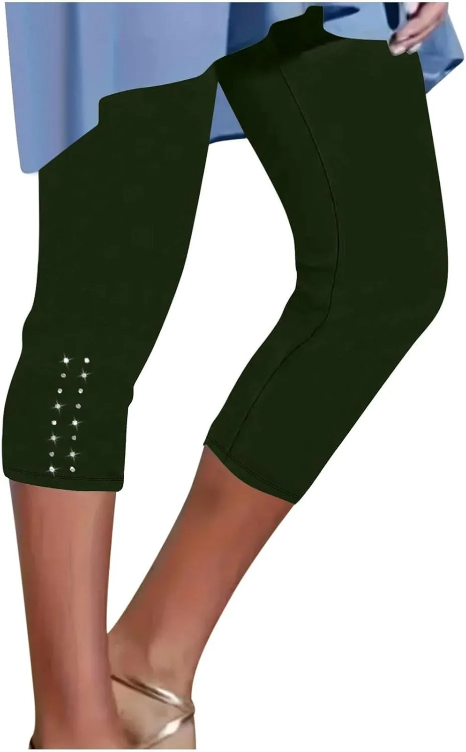 Womens Stretchy Yoga Cropped Leggings Tummy Control High Waisted Gym Athletic Capris Slim Fit Workout Summer Shorts