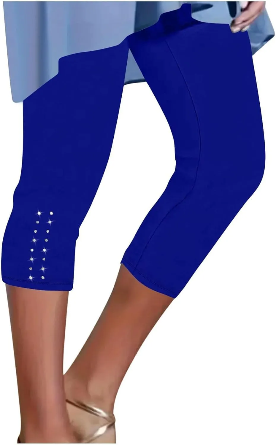 Womens Stretchy Yoga Cropped Leggings Tummy Control High Waisted Gym Athletic Capris Slim Fit Workout Summer Shorts