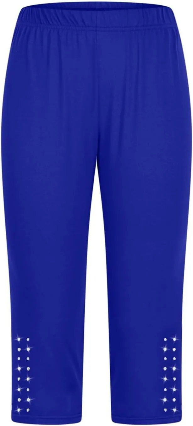 Womens Stretchy Yoga Cropped Leggings Tummy Control High Waisted Gym Athletic Capris Slim Fit Workout Summer Shorts