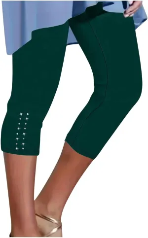 Womens Stretchy Yoga Cropped Leggings Tummy Control High Waisted Gym Athletic Capris Slim Fit Workout Summer Shorts