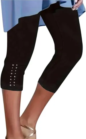 Womens Stretchy Yoga Cropped Leggings Tummy Control High Waisted Gym Athletic Capris Slim Fit Workout Summer Shorts