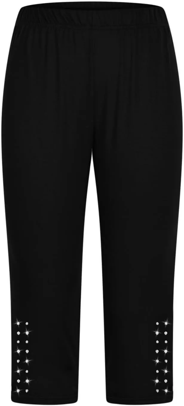 Womens Stretchy Yoga Cropped Leggings Tummy Control High Waisted Gym Athletic Capris Slim Fit Workout Summer Shorts