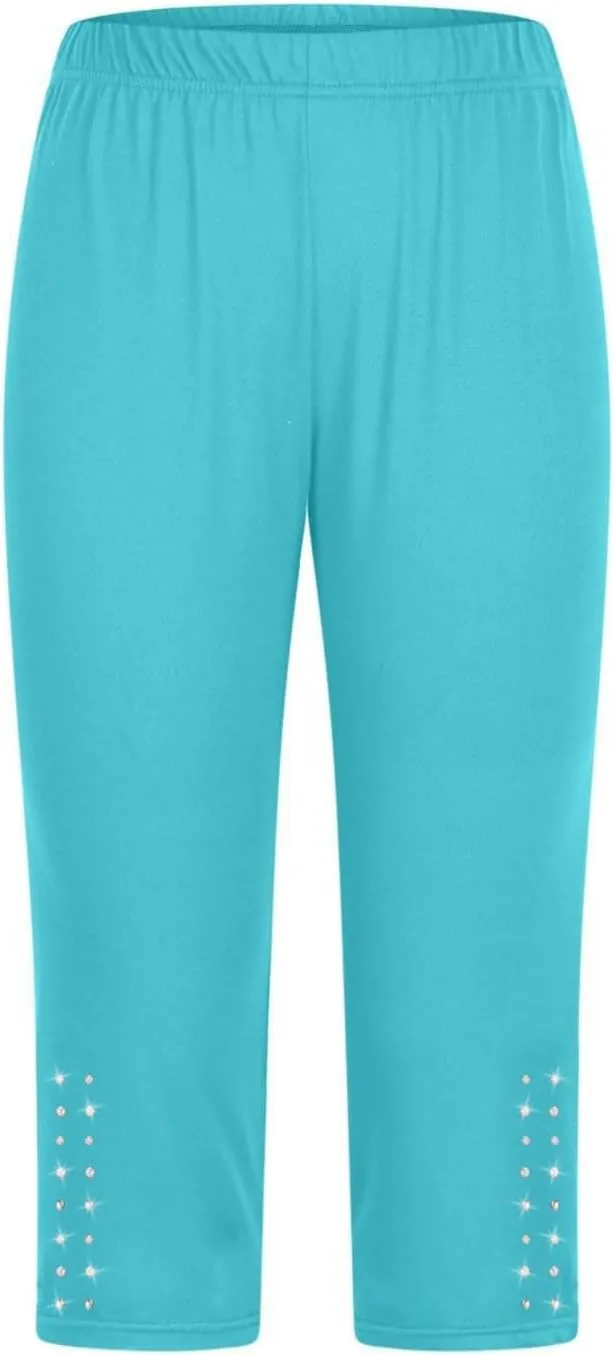 Womens Stretchy Yoga Cropped Leggings Tummy Control High Waisted Gym Athletic Capris Slim Fit Workout Summer Shorts