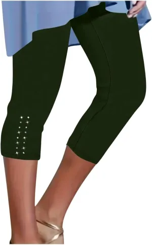 Womens Stretchy Yoga Cropped Leggings Tummy Control High Waisted Gym Athletic Capris Slim Fit Workout Summer Shorts