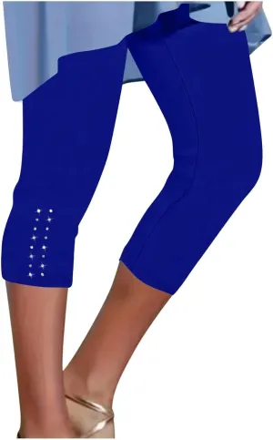 Womens Stretchy Yoga Cropped Leggings Tummy Control High Waisted Gym Athletic Capris Slim Fit Workout Summer Shorts