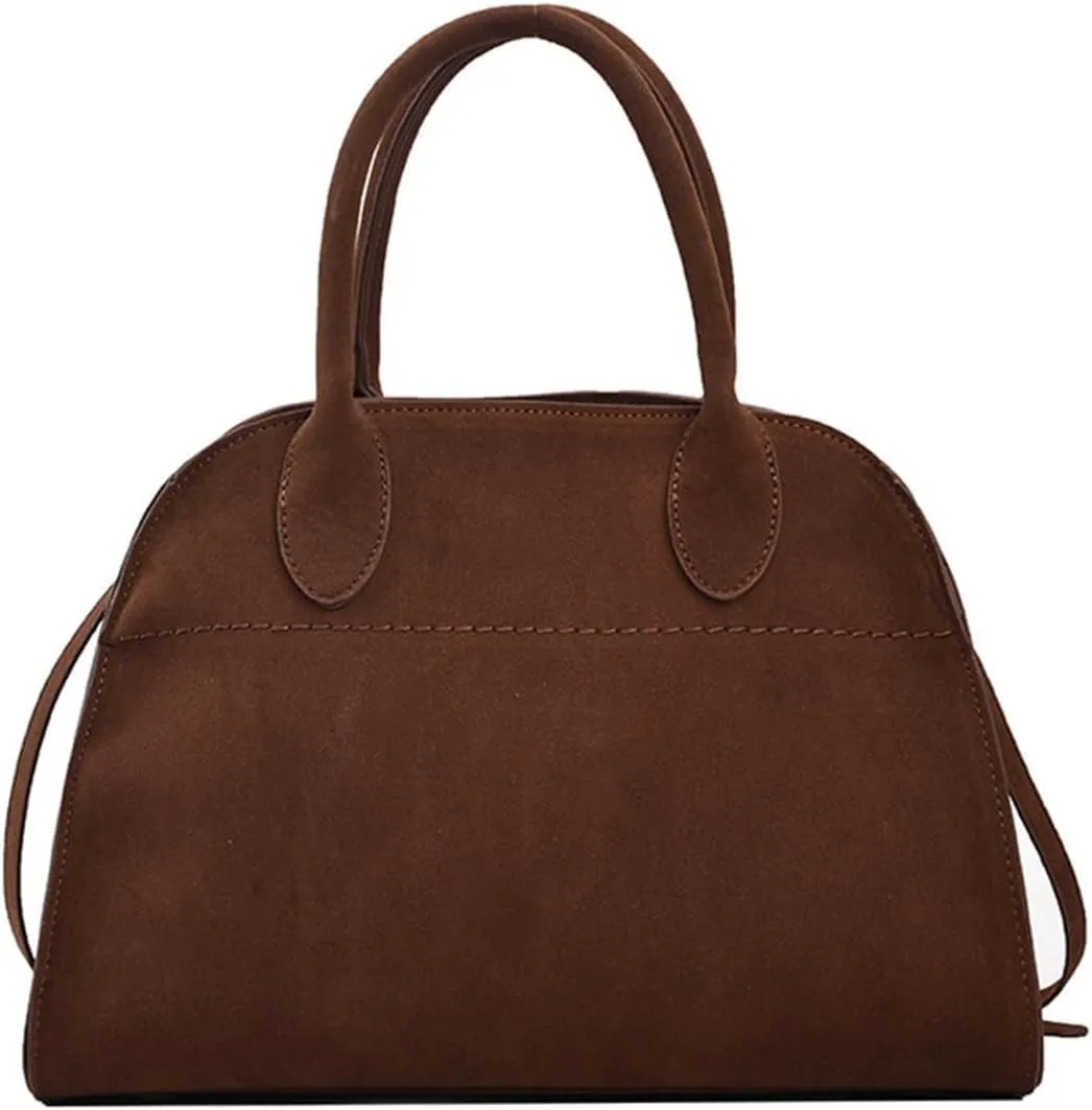 Womens Suede Tote Bag, Faux Leather Tote Bag for Women Vintage Top Handle Bag Fashion Retro Shoulder Satchel Bag
