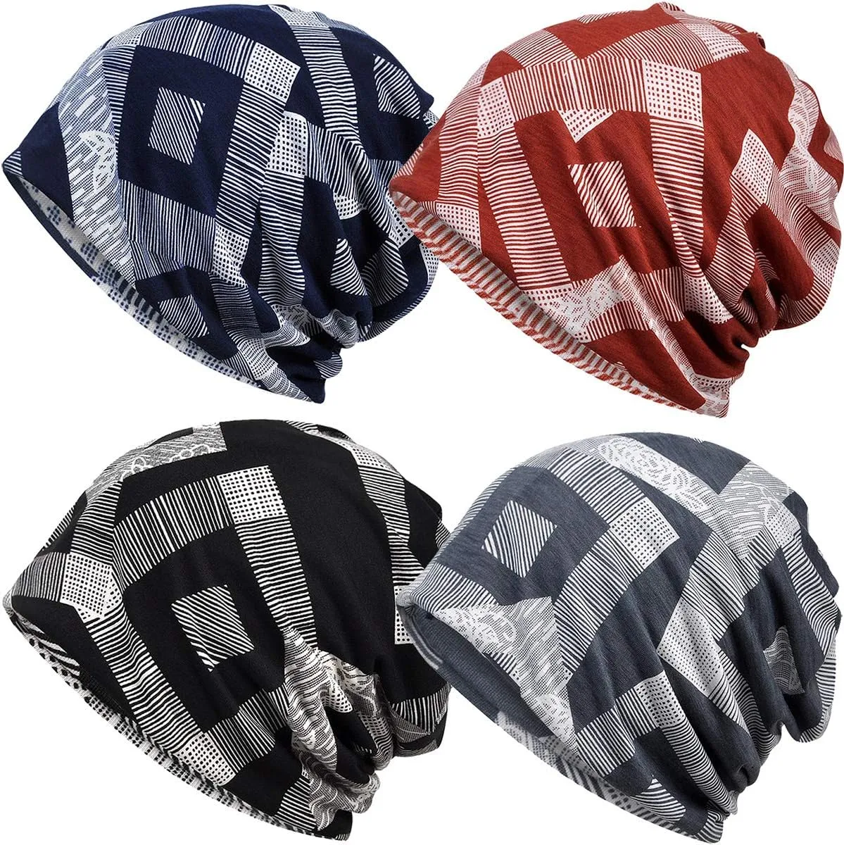 Women's Summer Beanie for Men Hat Boho Hats Adult Dwarf Hats Chemo Cap Cancer Headwear Caps Baggy Skull Sleep Cap Nightcap