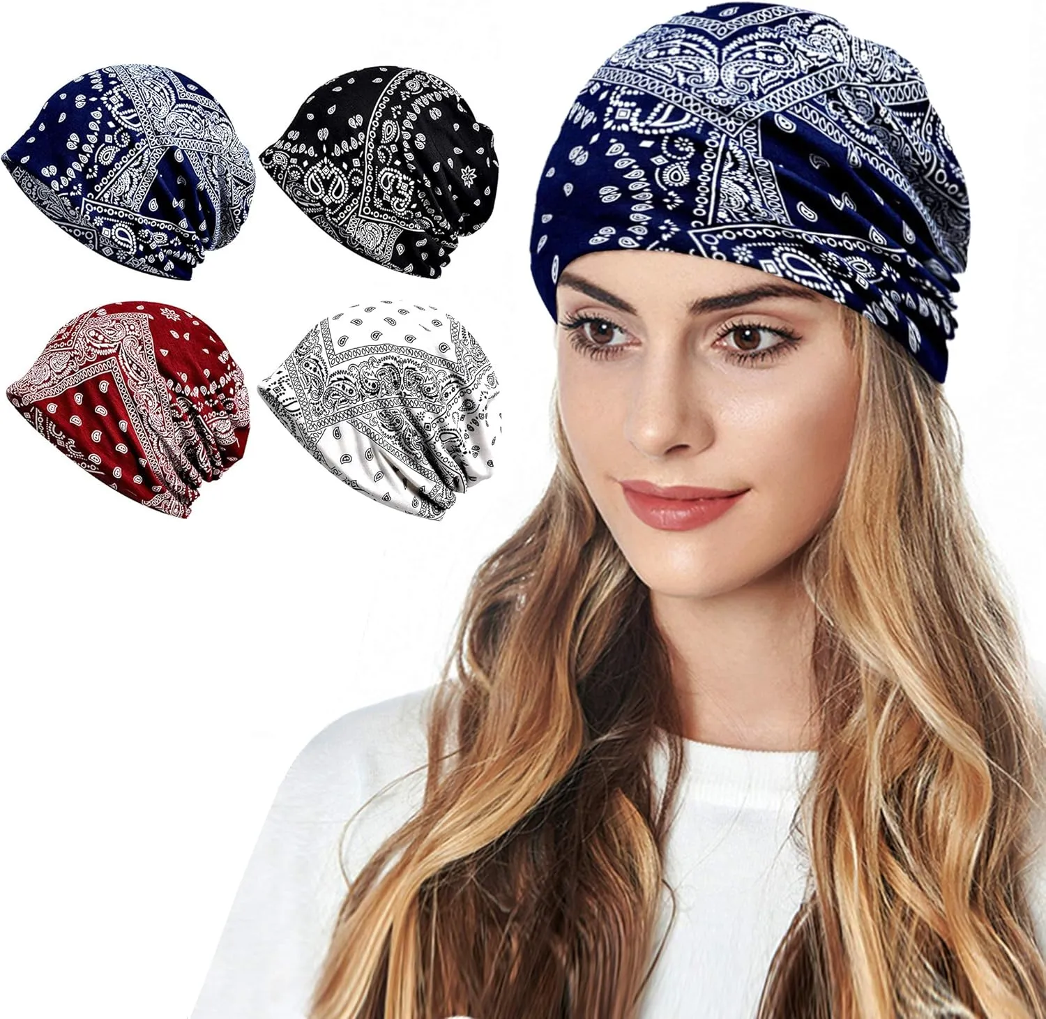 Women's Summer Beanie for Men Hat Boho Hats Adult Dwarf Hats Chemo Cap Cancer Headwear Caps Baggy Skull Sleep Cap Nightcap
