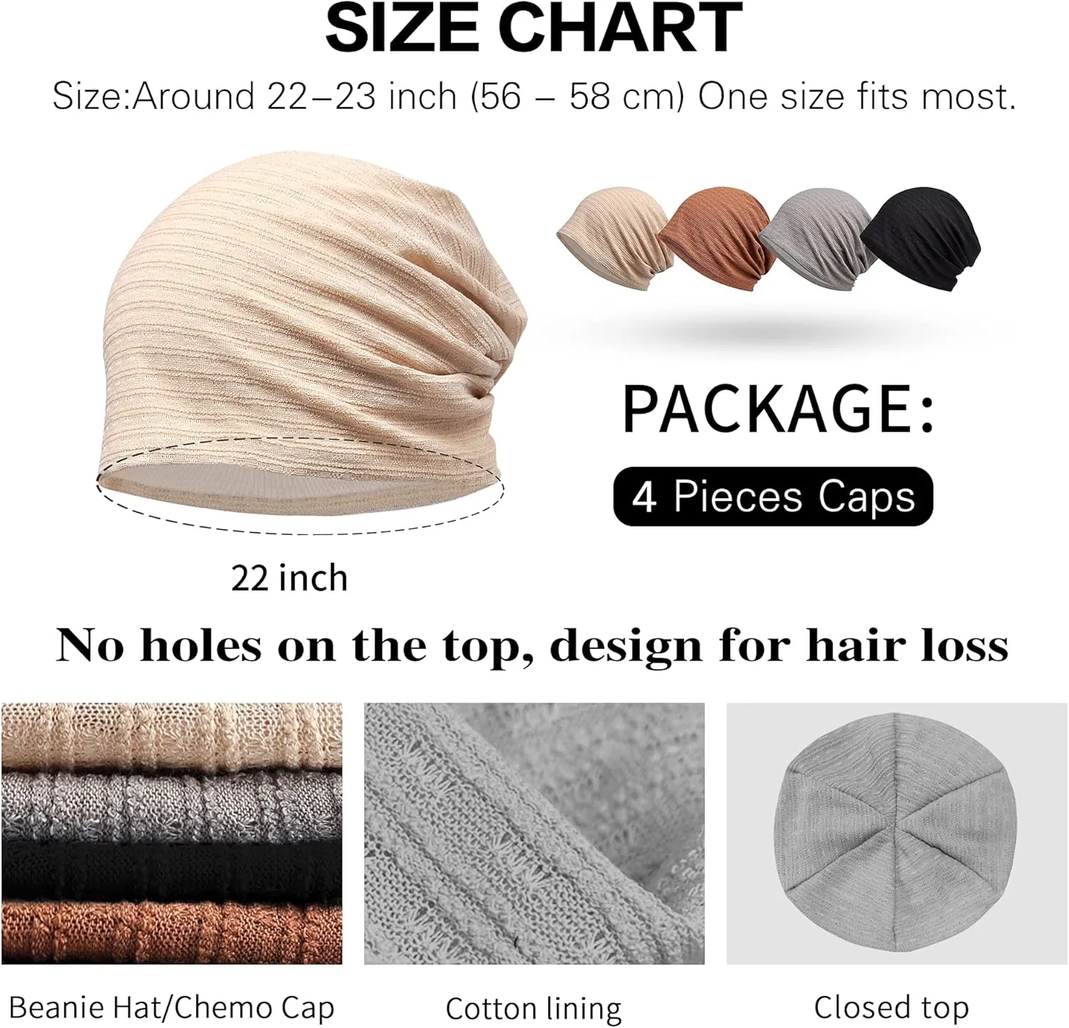 Women's Summer Beanie for Men Hat Boho Hats Adult Dwarf Hats Chemo Cap Cancer Headwear Caps Baggy Skull Sleep Cap Nightcap