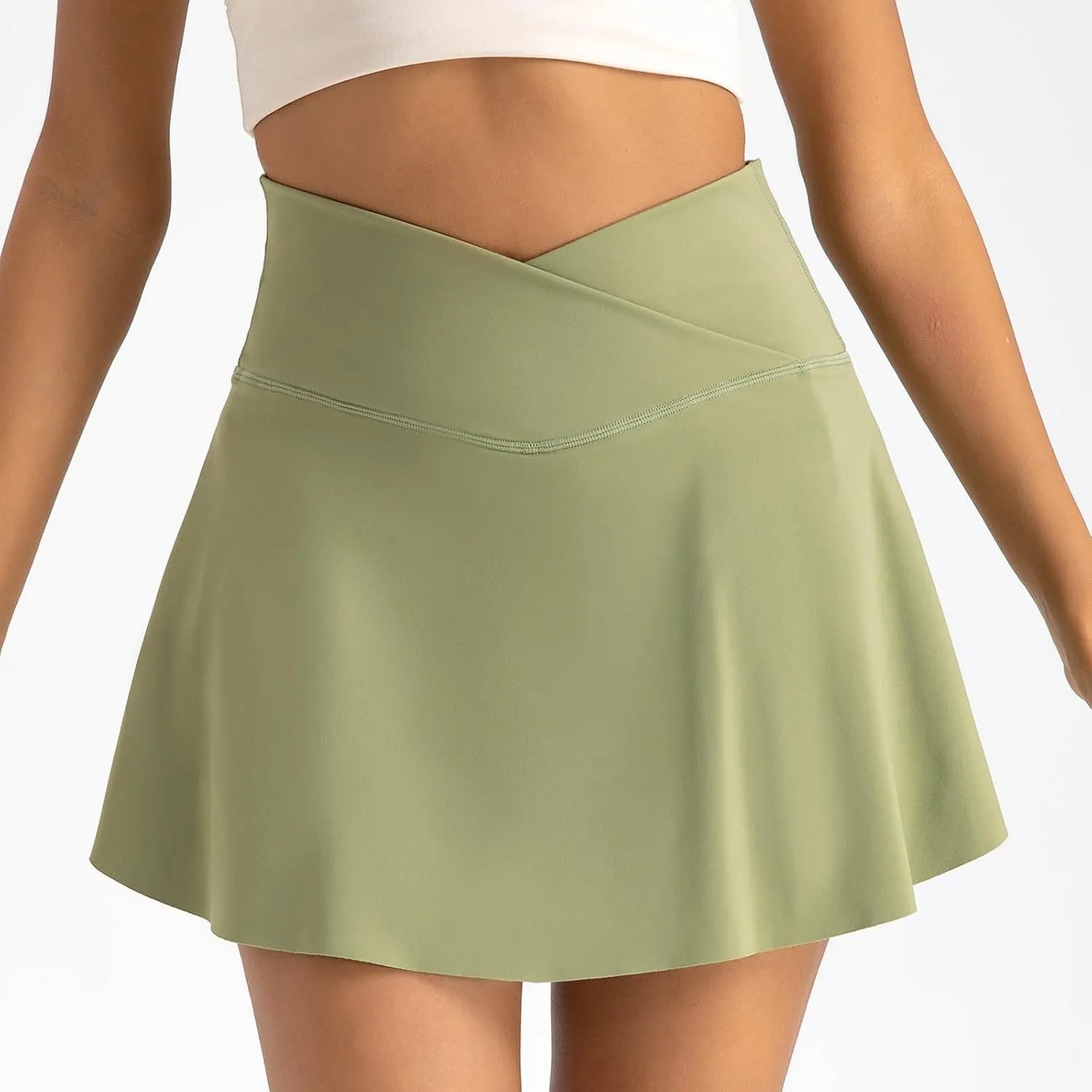 Women's Tennis Mini Skirts Elastic High Waisted Athletic Stretchy Skirt Inner Shorts Lightweight Running Workout Skort