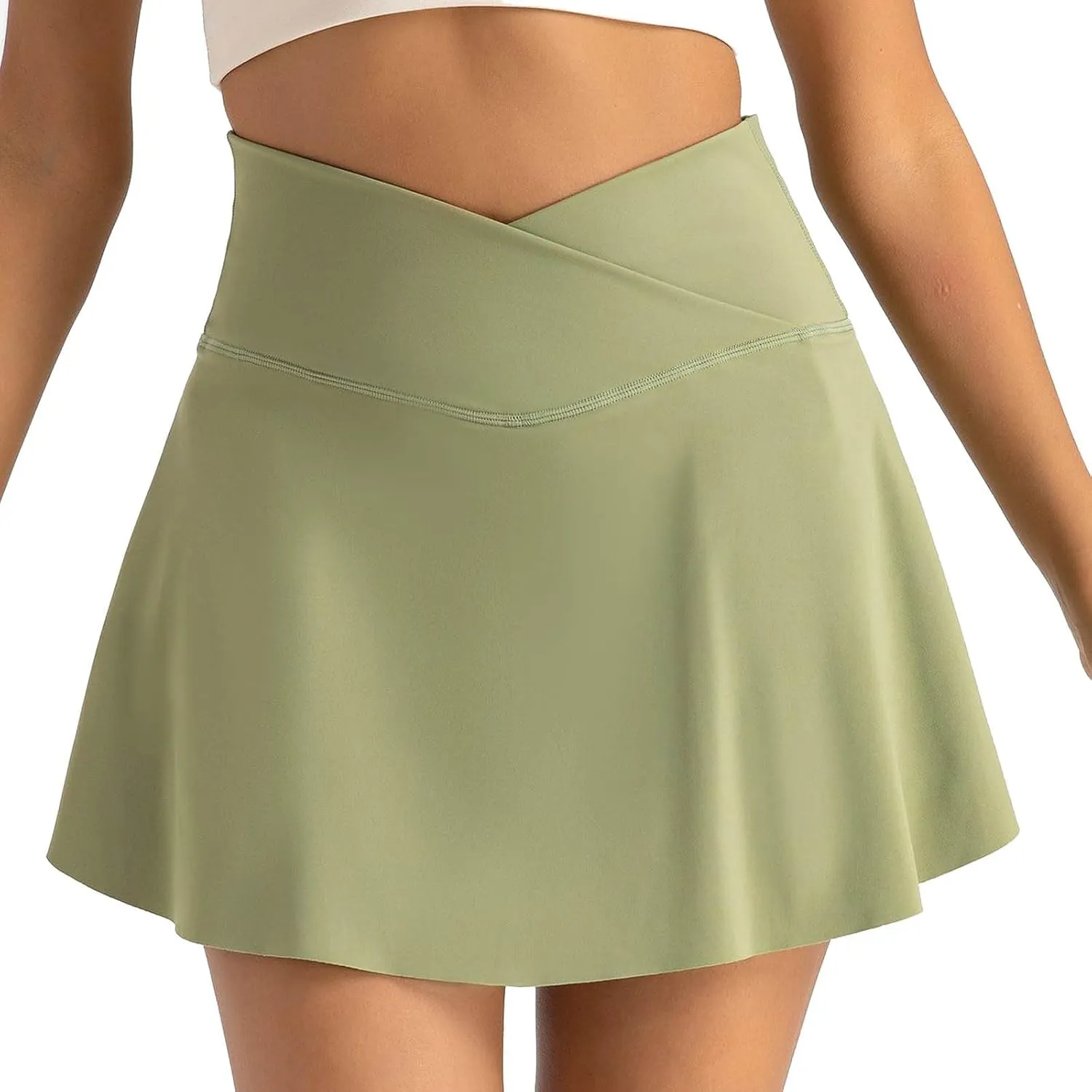 Women's Tennis Mini Skirts Elastic High Waisted Athletic Stretchy Skirt Inner Shorts Lightweight Running Workout Skort