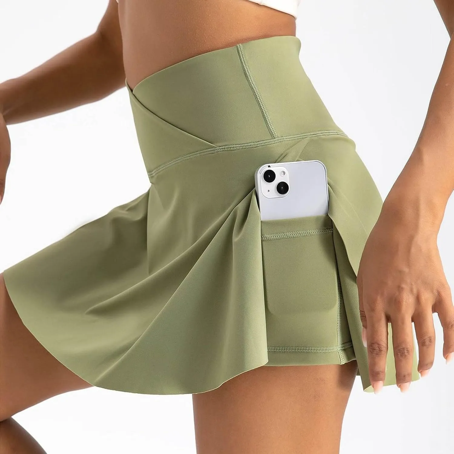 Women's Tennis Mini Skirts Elastic High Waisted Athletic Stretchy Skirt Inner Shorts Lightweight Running Workout Skort