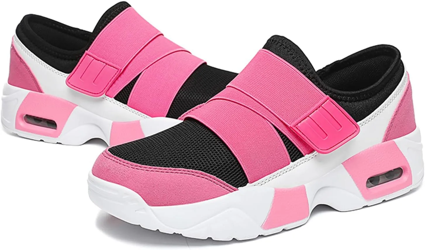 Womens Walking Shoes Slip on Comfy Knitted Non Slip Vintage Wide Running Shoes Breathable Mesh Sports Workout Tennis Shoes Fashion Lace Up Sneakers