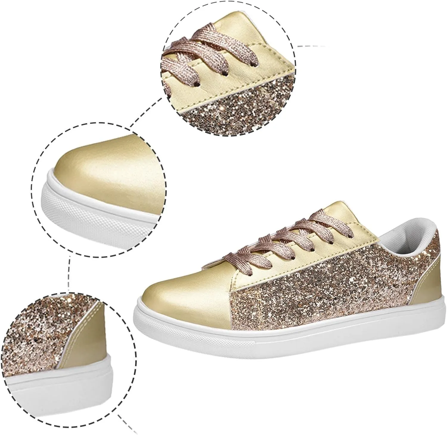Womens Walking Shoes Slip on Comfy PU Leather Non Slip Vintage Wide Running Shoes Breathable Sequins Sports Workout Tennis Shoes Lightweight Fashion Sneakers