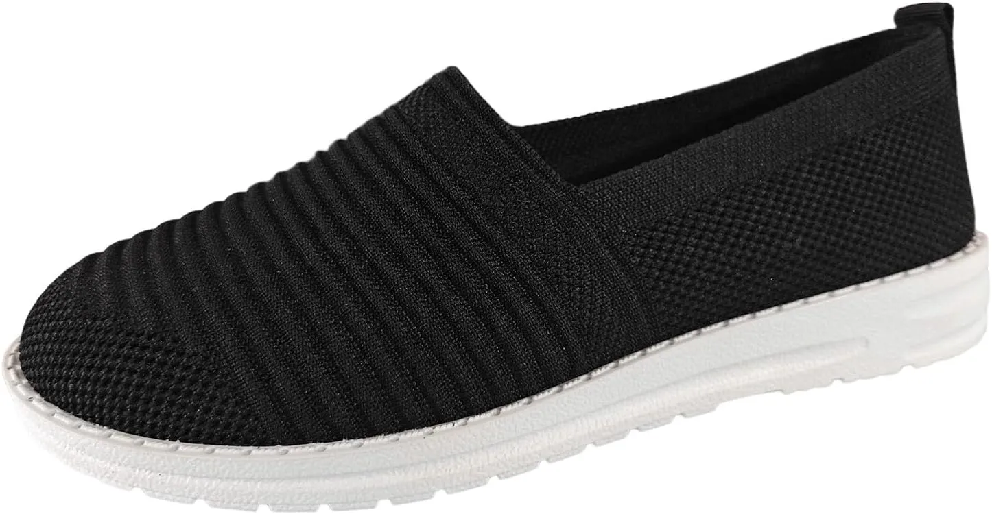 Womens Walking Shoes Slip on Memory Foam Non Slip Arch Support Running Shoes Breathable Mesh Sports Workout Tennis Shoes Fashion Lace Up Sneakers