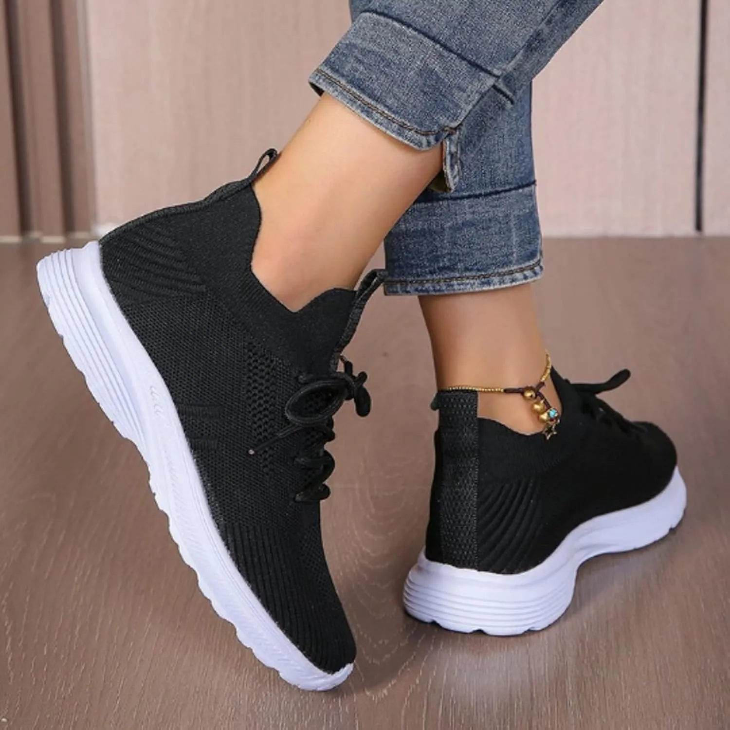 Womens Walking Shoes Slip on Memory Foam Non Slip Comfortable Running Shoes Breathable Mesh Sports Workout Tennis Shoes Fashion Lace Up Sneakers