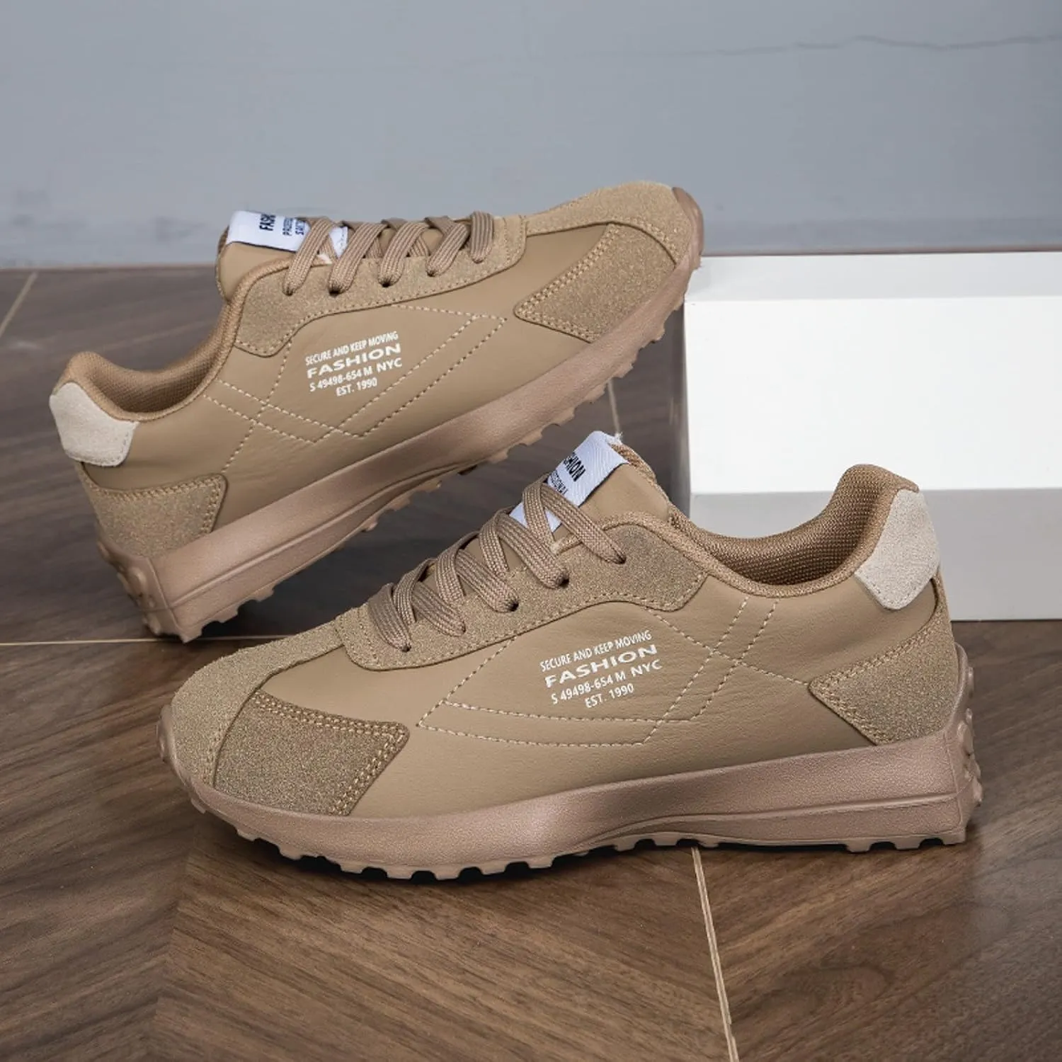 Womens Walking Shoes Slip on Non Slip Memory Foam Comfortable Running Shoes Breathable PU Leather Sports Workout Tennis Shoes Lightweight Fashion Sneakers