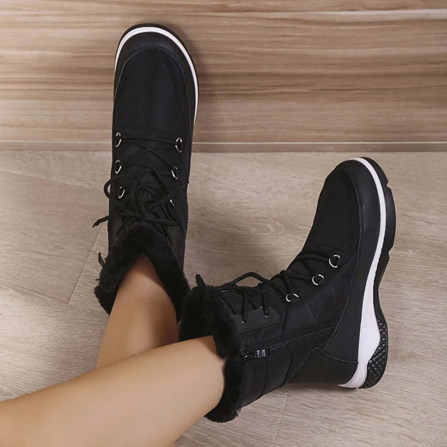 Women's Waterproof Snow Boots Lightweight Snow Boots Women Fur Lined Mid Calf Winter Boots Women Slip on Outdoor Boots for Women Rubber Botas Para El FrO De Dama