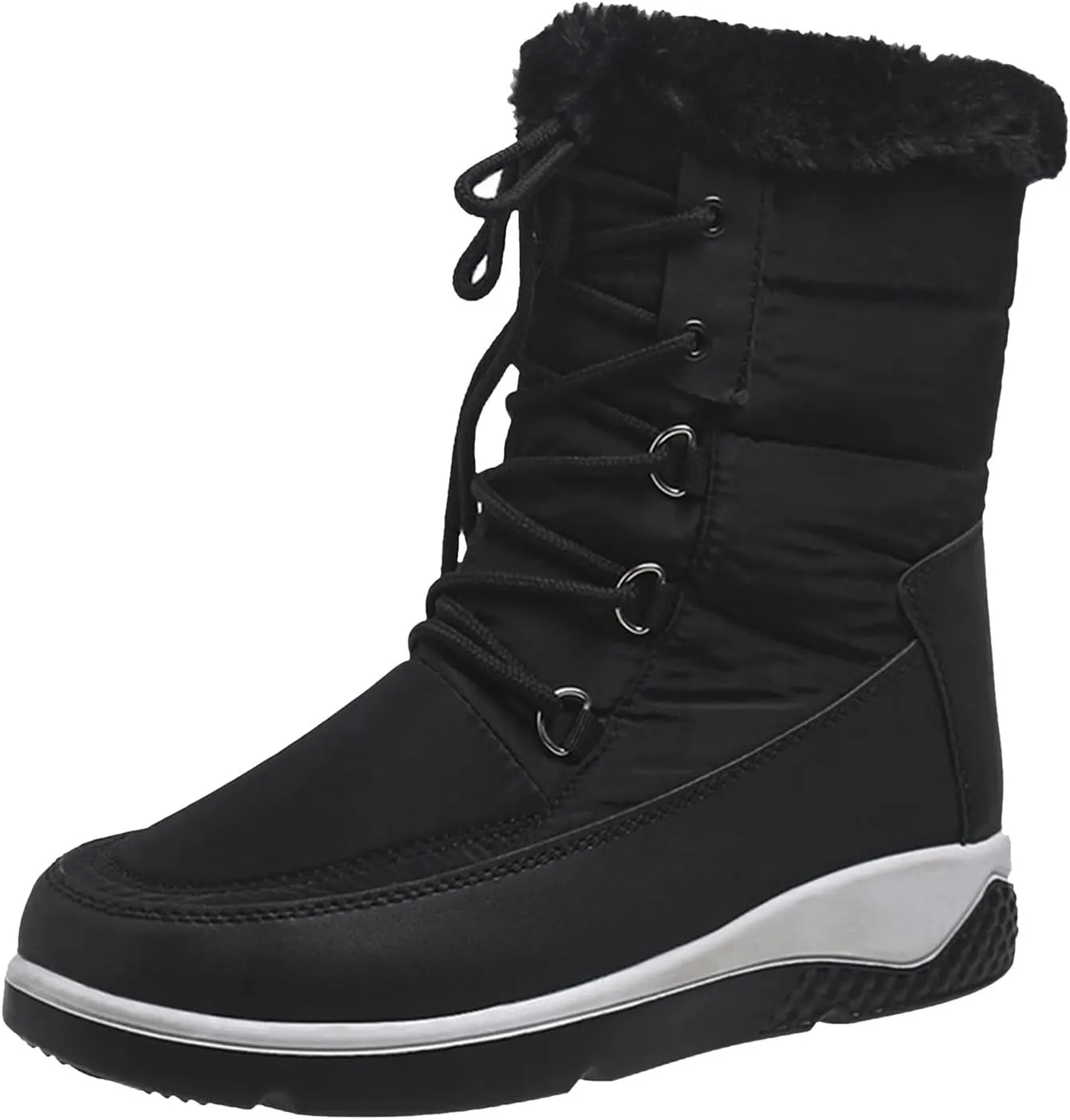 Women's Waterproof Snow Boots Lightweight Snow Boots Women Fur Lined Mid Calf Winter Boots Women Slip on Outdoor Boots for Women Rubber Botas Para El FrO De Dama