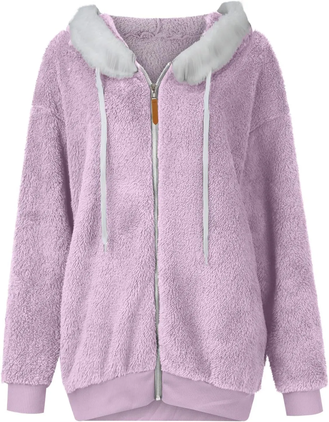 Womens Winter Coats Fleece Sherpa Jacket Full Zip Long Sleeve Casual Fuzzy Hooded Jacket Coats Warm Winter Outerwear