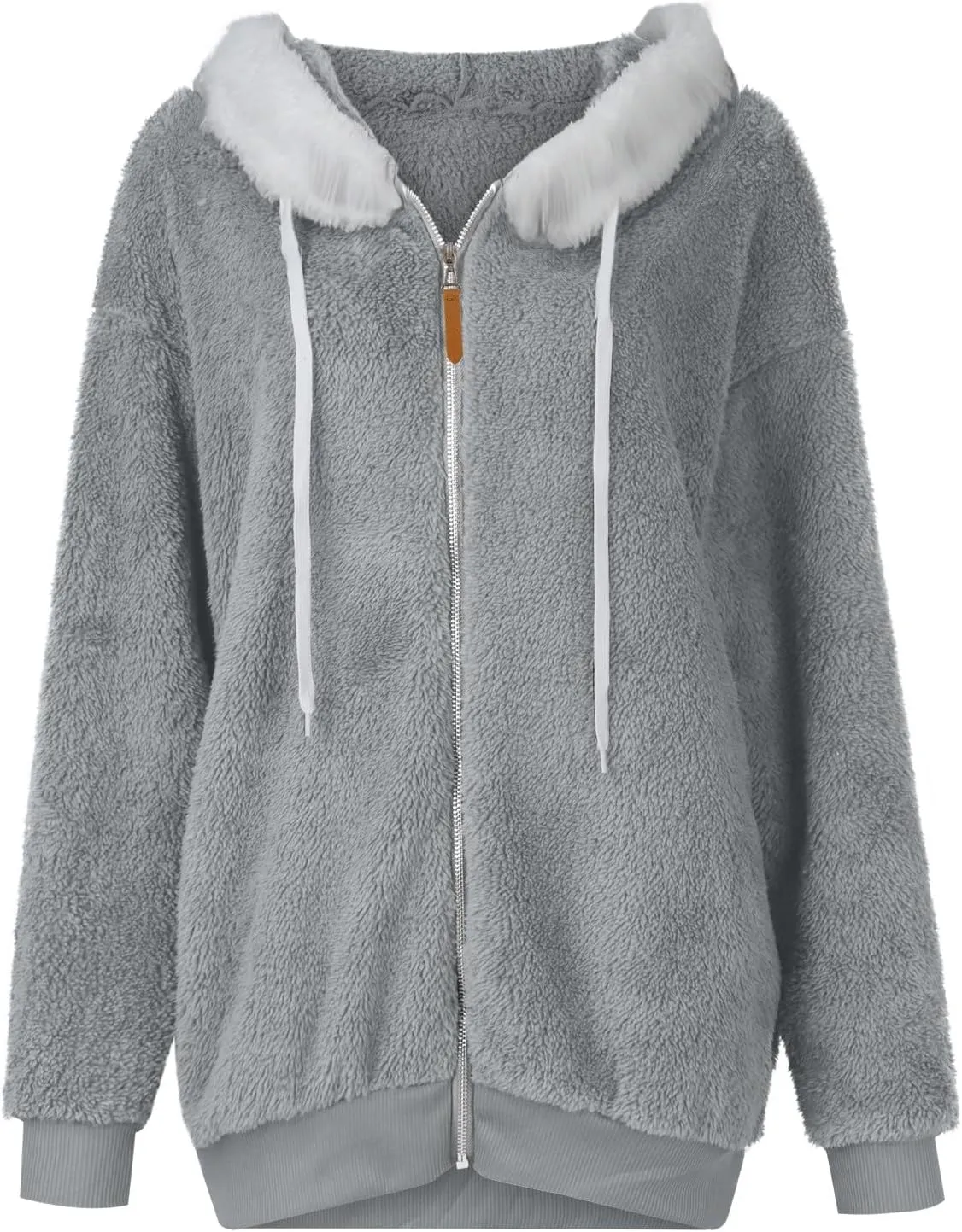Womens Winter Coats Fleece Sherpa Jacket Full Zip Long Sleeve Casual Fuzzy Hooded Jacket Coats Warm Winter Outerwear