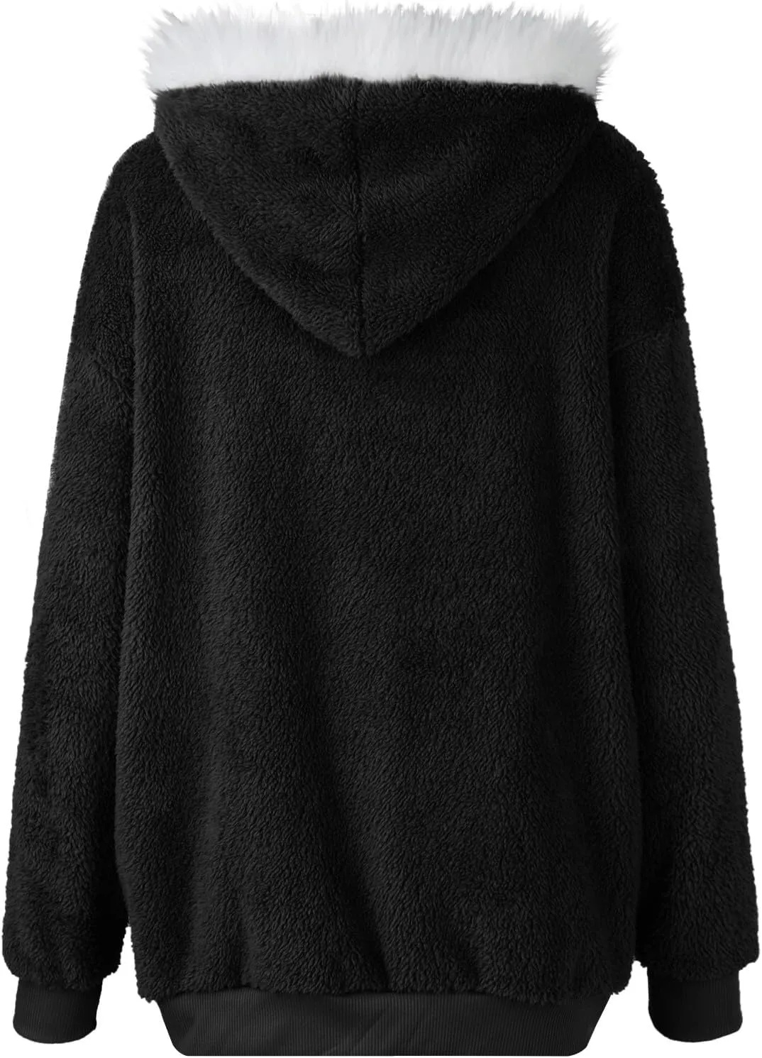 Womens Winter Coats Fleece Sherpa Jacket Full Zip Long Sleeve Casual Fuzzy Hooded Jacket Coats Warm Winter Outerwear