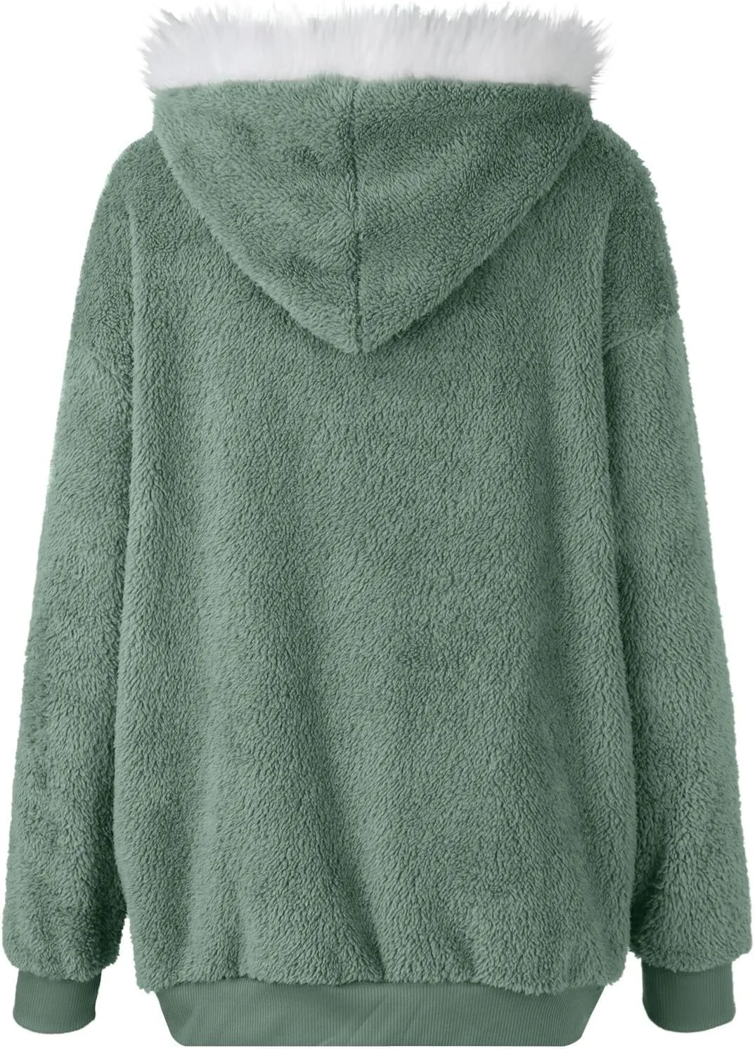 Womens Winter Coats Fleece Sherpa Jacket Full Zip Long Sleeve Casual Fuzzy Hooded Jacket Coats Warm Winter Outerwear