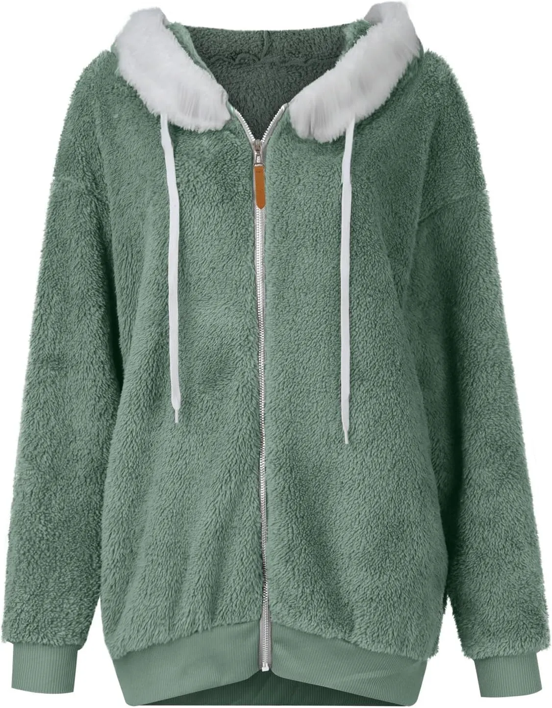 Womens Winter Coats Fleece Sherpa Jacket Full Zip Long Sleeve Casual Fuzzy Hooded Jacket Coats Warm Winter Outerwear