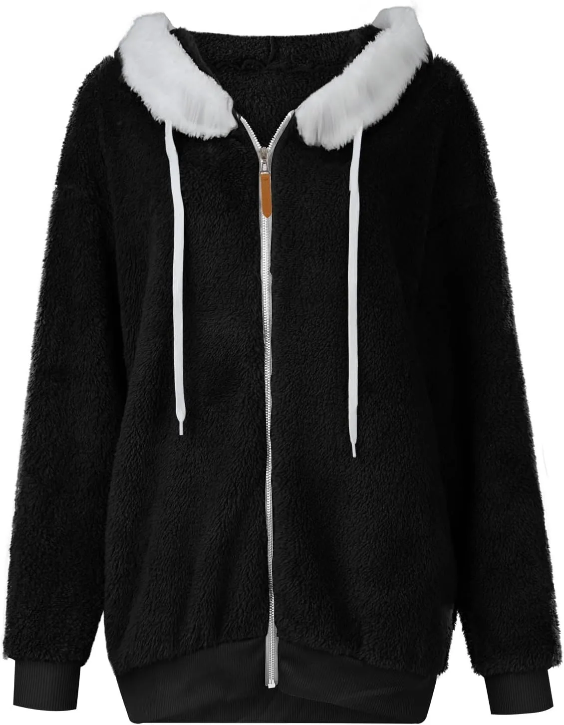 Womens Winter Coats Fleece Sherpa Jacket Full Zip Long Sleeve Casual Fuzzy Hooded Jacket Coats Warm Winter Outerwear