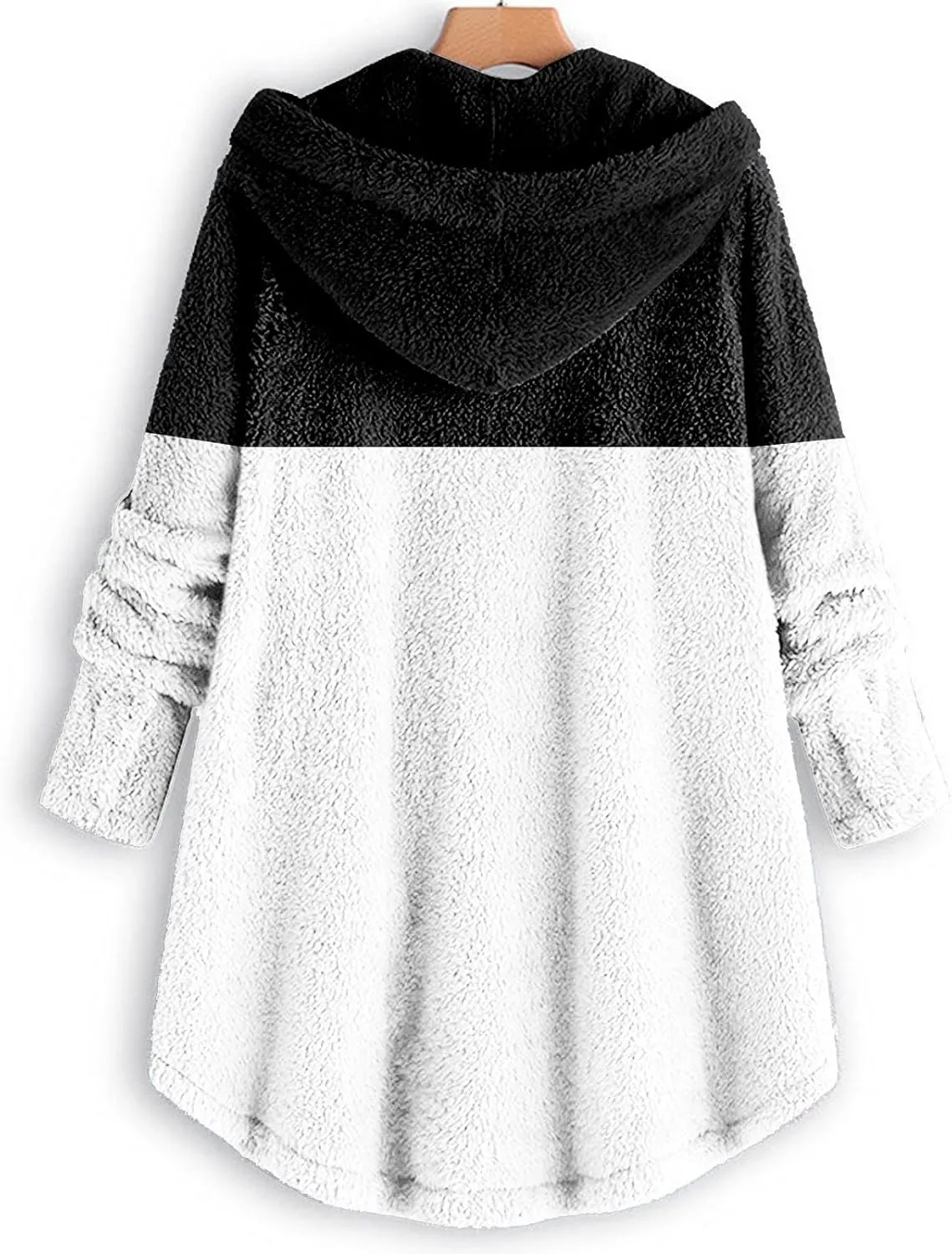 Womens Winter Fuzzy Fleece Jacket Hem Plus Size Hoodie Top Sweater Blouse Hooded Coats Fur Coats for