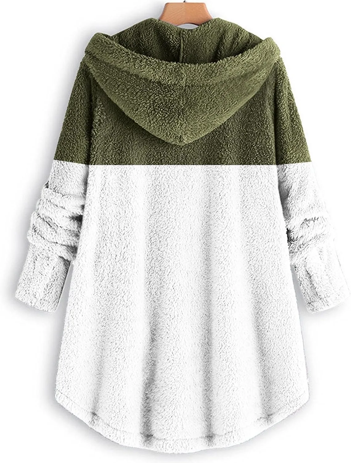 Womens Winter Fuzzy Fleece Jacket Hem Plus Size Hoodie Top Sweater Blouse Hooded Coats Fur Coats for