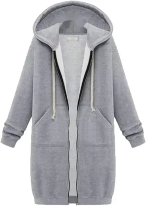 Womens Y2K Long Zipper Hoodies Fall Oversized Sweatshirts Long Sleeve Fleece Jacket Fashion Clothes with Pockets