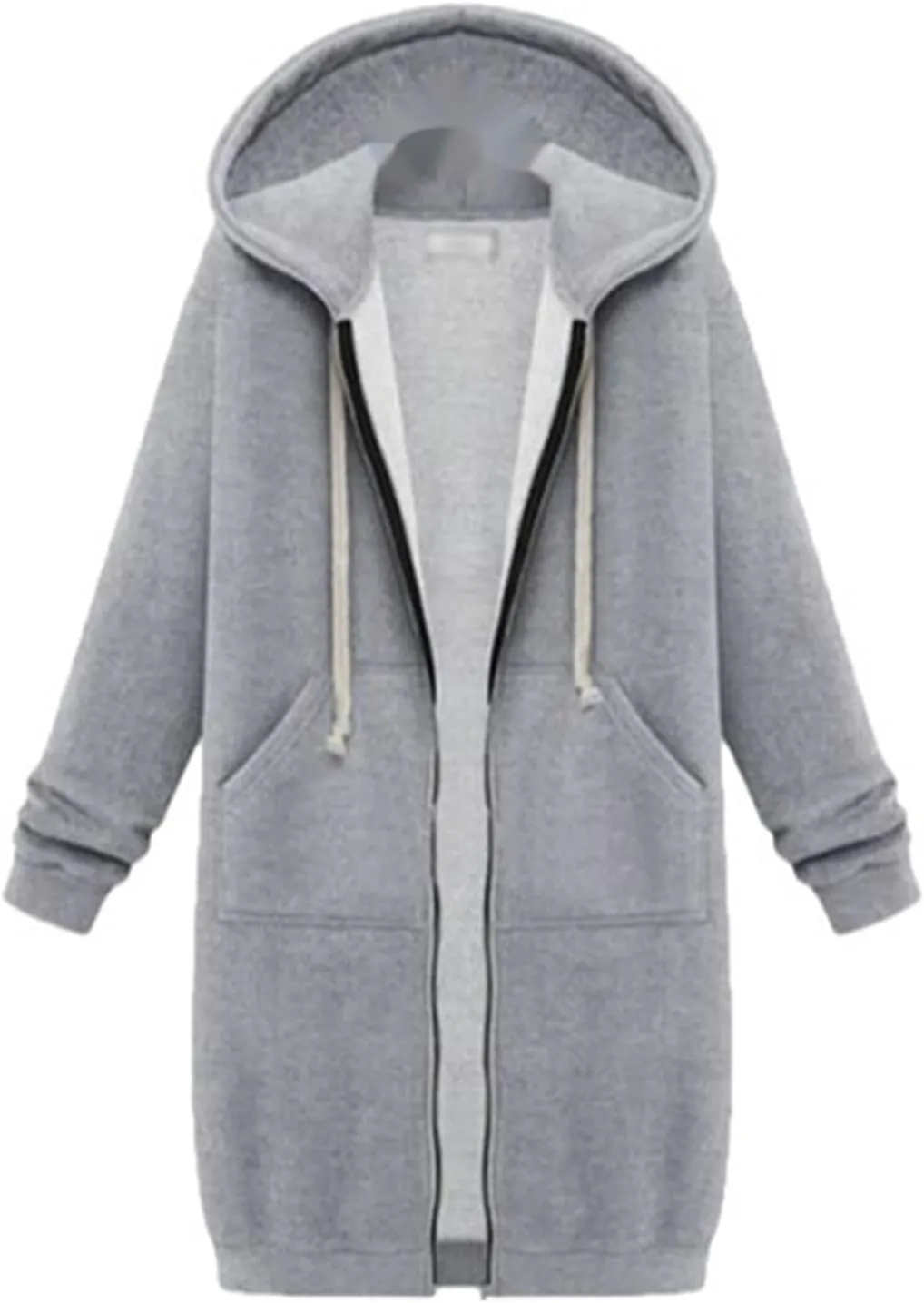 Womens Y2K Long Zipper Hoodies Fall Oversized Sweatshirts Long Sleeve Fleece Jacket Fashion Clothes with Pockets