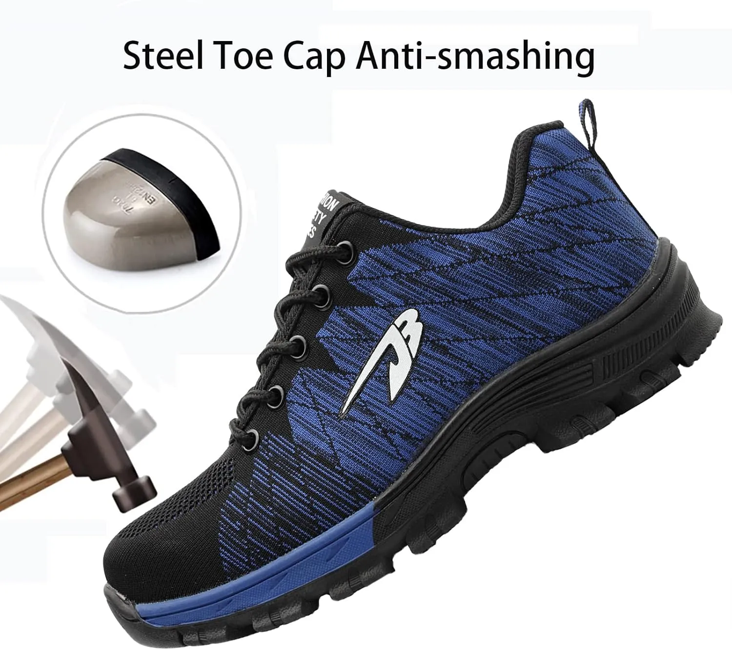 Work Safety Shoes for Men Womens,Lightweight Safety Shoes Slip Resistant Work Sneaker Breathable Puncture Proof Shoes