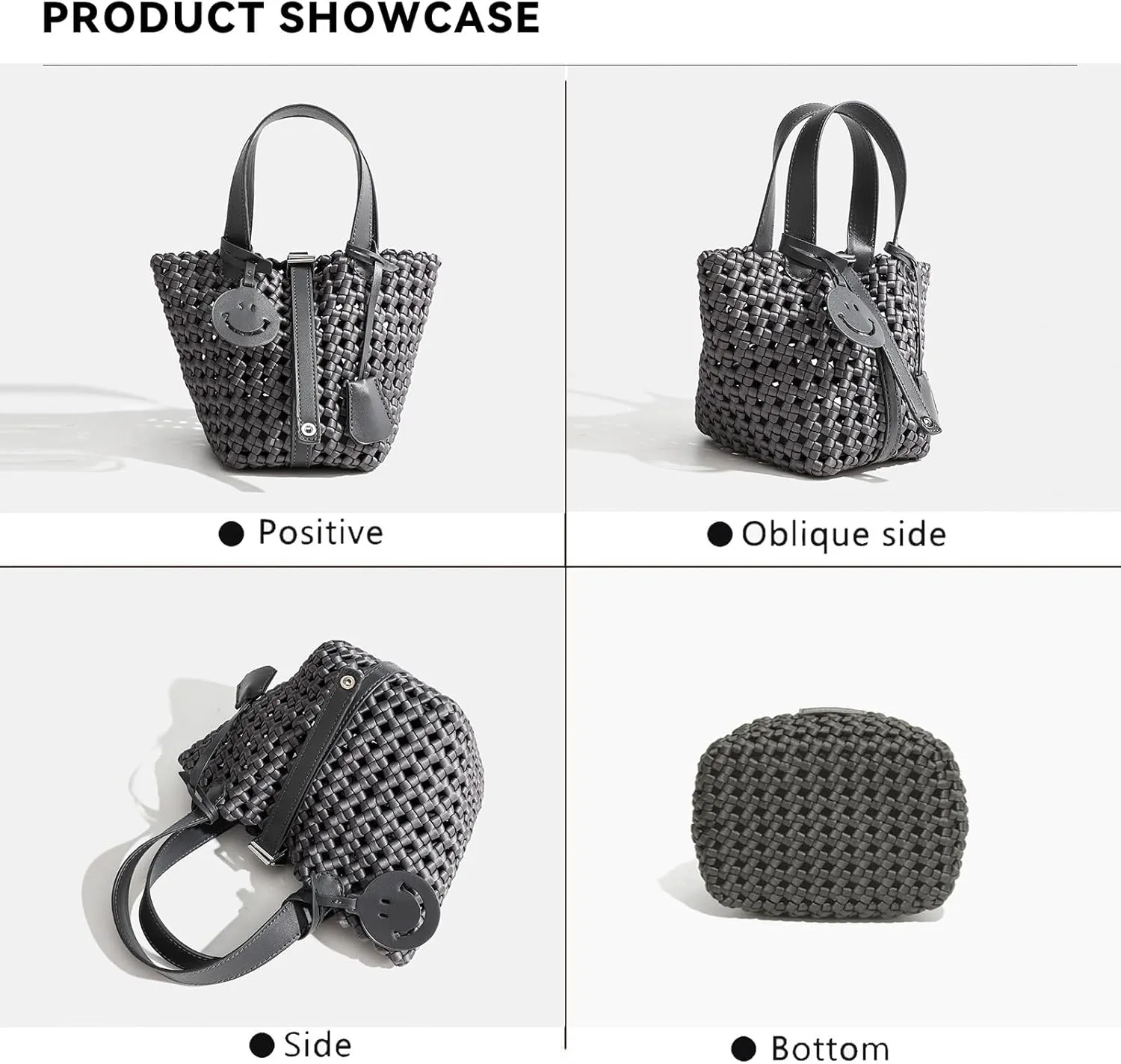 Woven Handbags for Women Top Handle Satchel Handbag Basket Bucket Bag Small Woven Tote Bag Hobo Purses