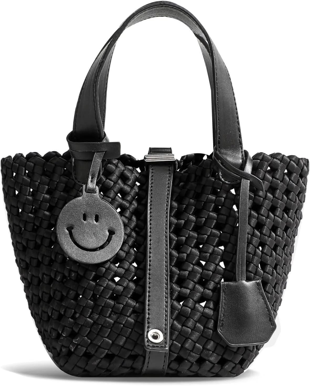 Woven Handbags for Women Top Handle Satchel Handbag Basket Bucket Bag Small Woven Tote Bag Hobo Purses