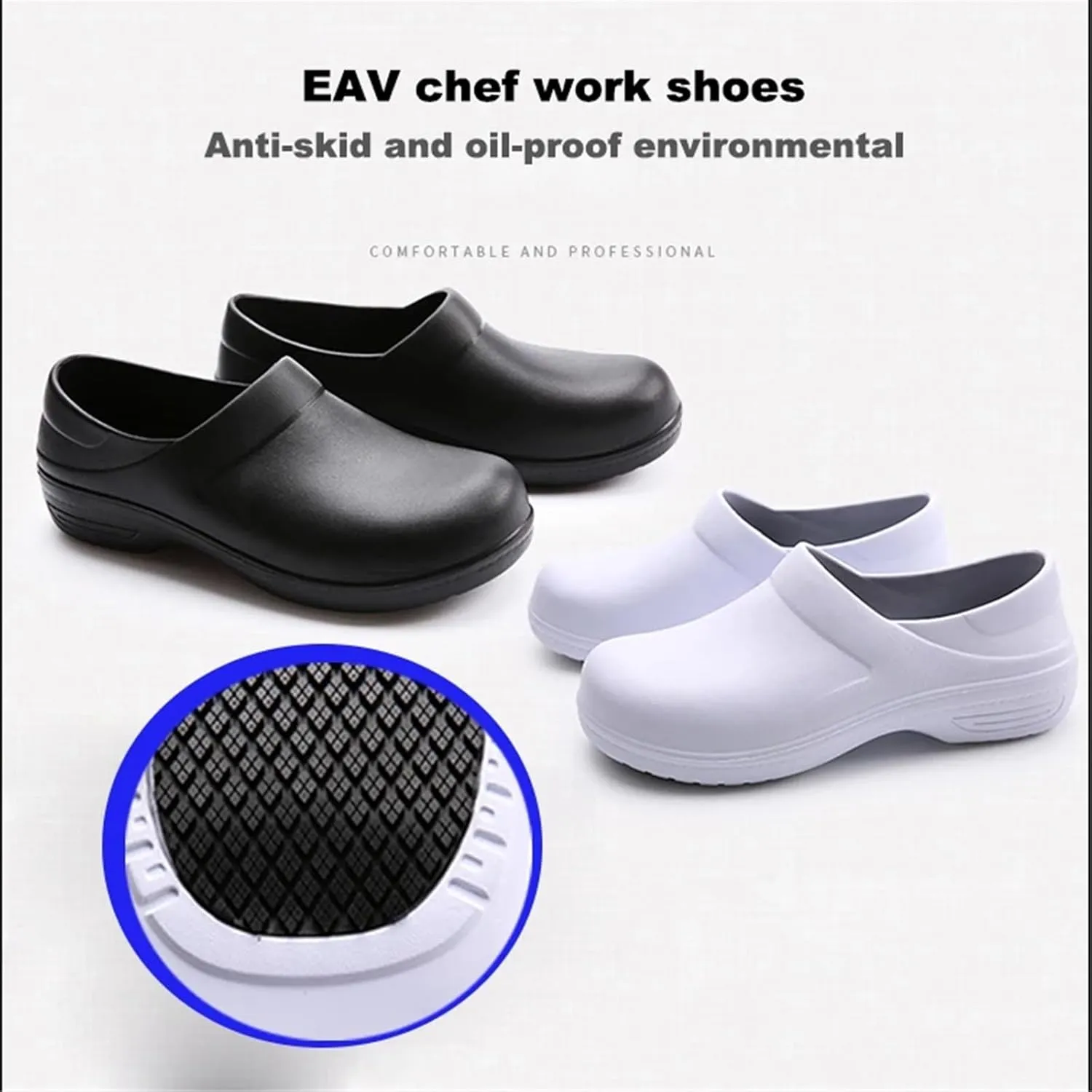 Wygwlg Men's EVA Waterproof Anti-Slip Oil Resistant Restaurant Kitchen Chef Shoe, with Cushioned Arch Support Garden Hospital Kitchen Work Shoe, for Chef, Restaurant, Garden