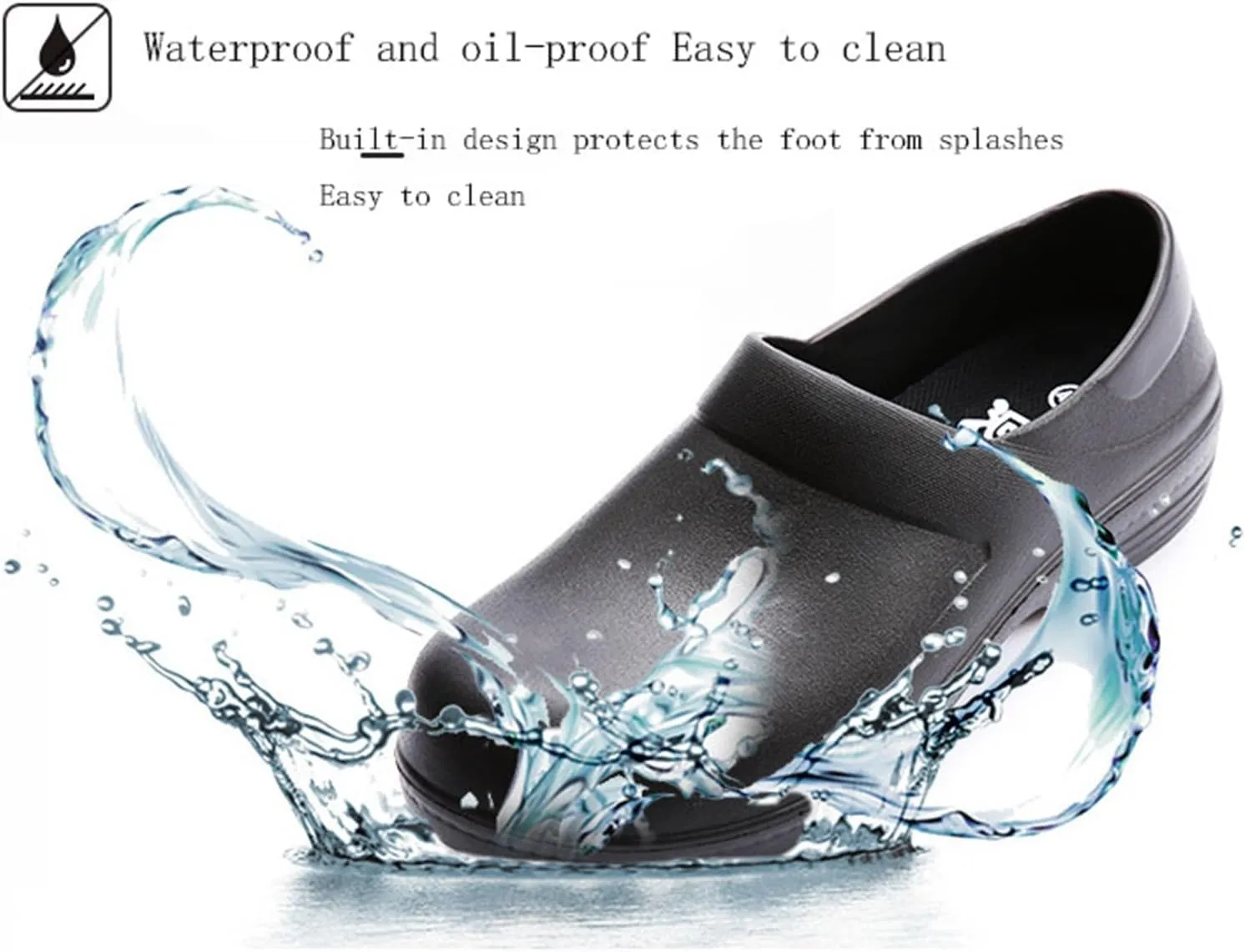 Wygwlg Men's EVA Waterproof Anti-Slip Oil Resistant Restaurant Kitchen Chef Shoe, with Cushioned Arch Support Garden Hospital Kitchen Work Shoe, for Chef, Restaurant, Garden