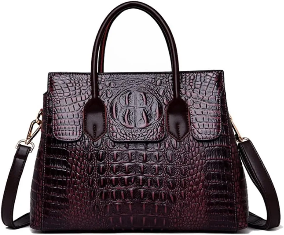 YAQUNICER Tote Top-handle Satchel Purse for Women Embossed Crocodile Pattern PU Shoulder Crossbody Bag