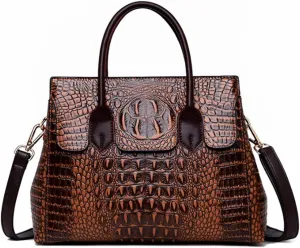 YAQUNICER Tote Top-handle Satchel Purse for Women Embossed Crocodile Pattern PU Shoulder Crossbody Bag