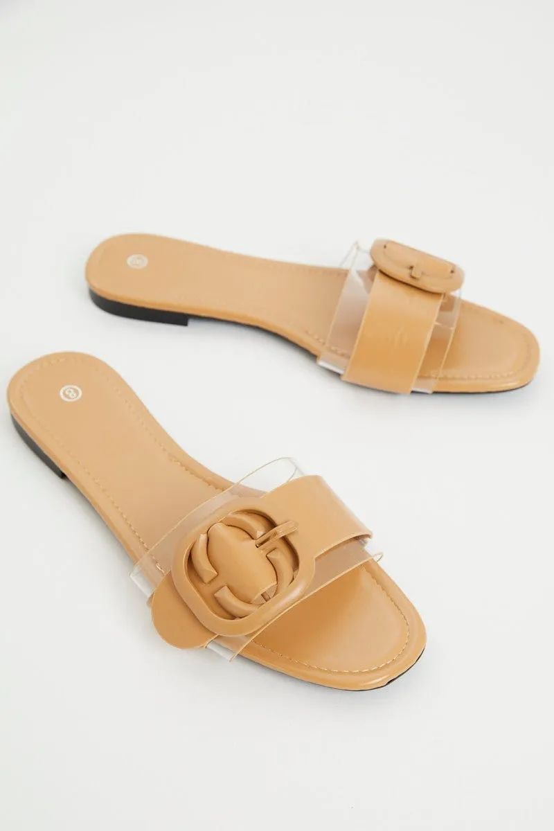 Yellow Buckle Detail Slides