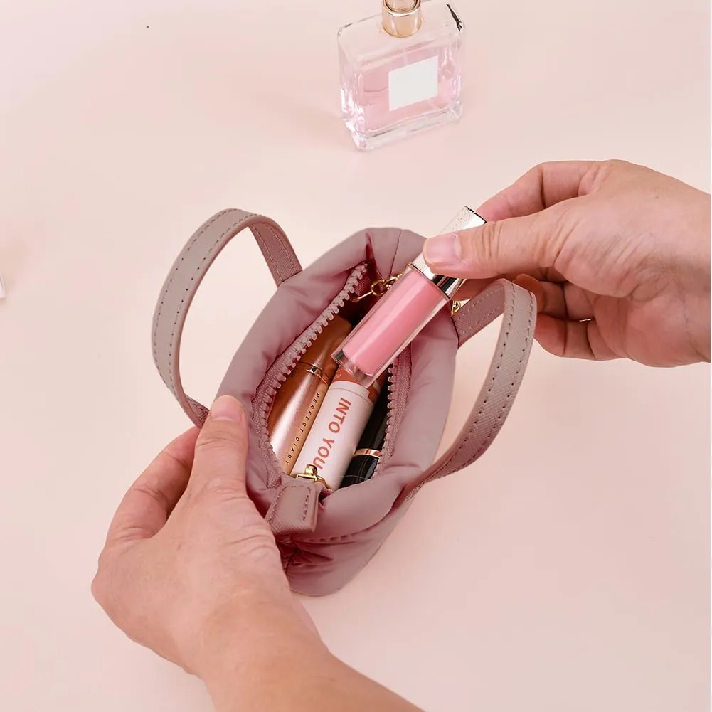 YFGBCX Mini Makeup Bag Puffy Cosmetic Bag Keychain Pouch Bag for Mini Makeup Kit Cute Lipstick Pouch Coin Purse