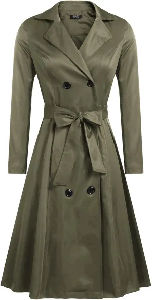 Zeagoo Women's Trench Coats Double-Breasted Long Coat with Belt