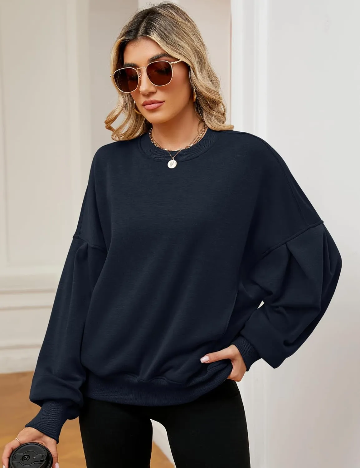 ZHENWEI Sweatshirts for Women Crewneck Pullover Sweaters with Pockets