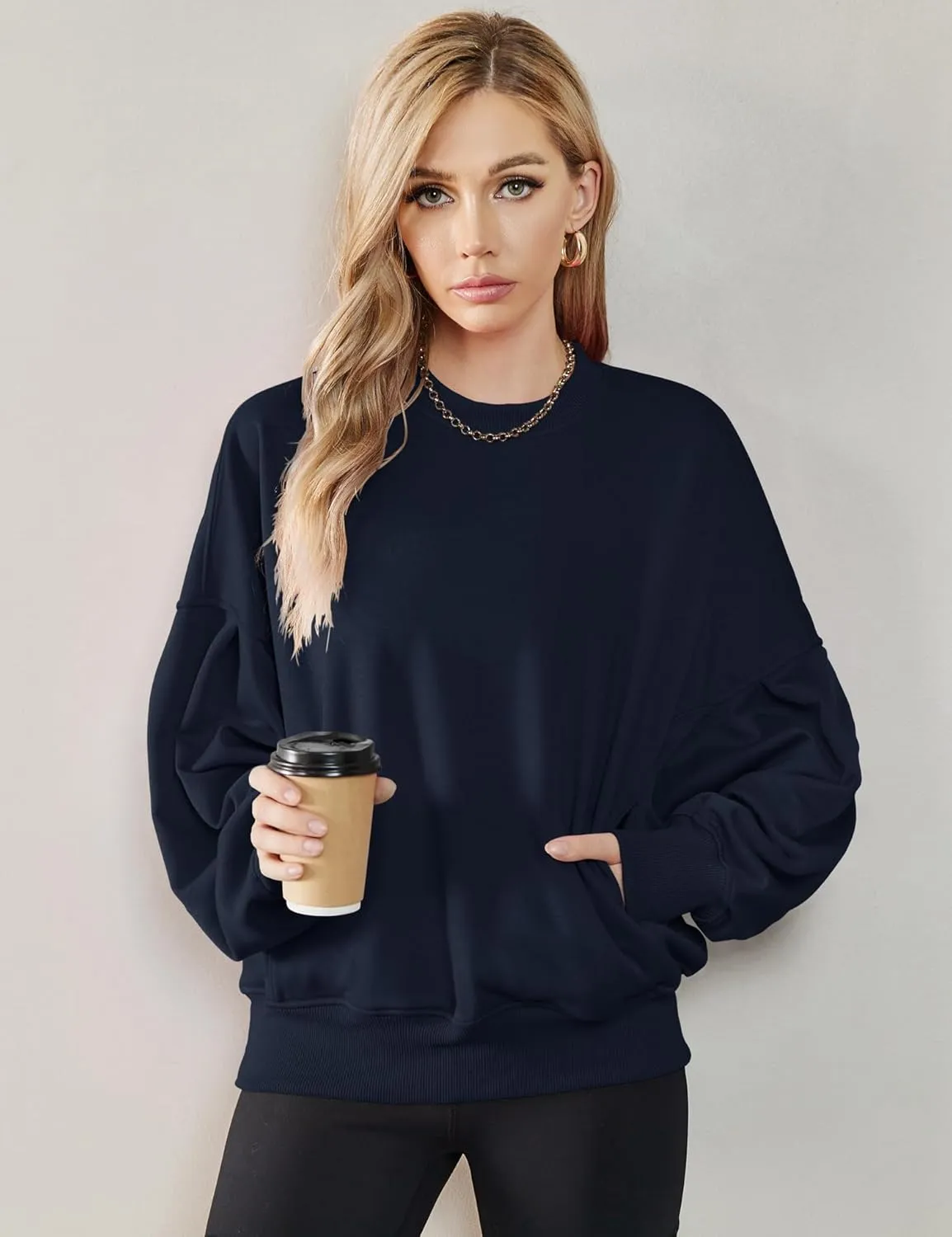 ZHENWEI Sweatshirts for Women Crewneck Pullover Sweaters with Pockets