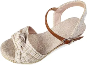 ZSpzx Espadrille Sandals for Women 2025 Dressy Summer Platform Wedges Heels Comfortable Sandals Bow Tie Ankle Strap Flat Fish Mouth Strappy Sandals Slip on Dress Walking Outdoor Beach Shoes