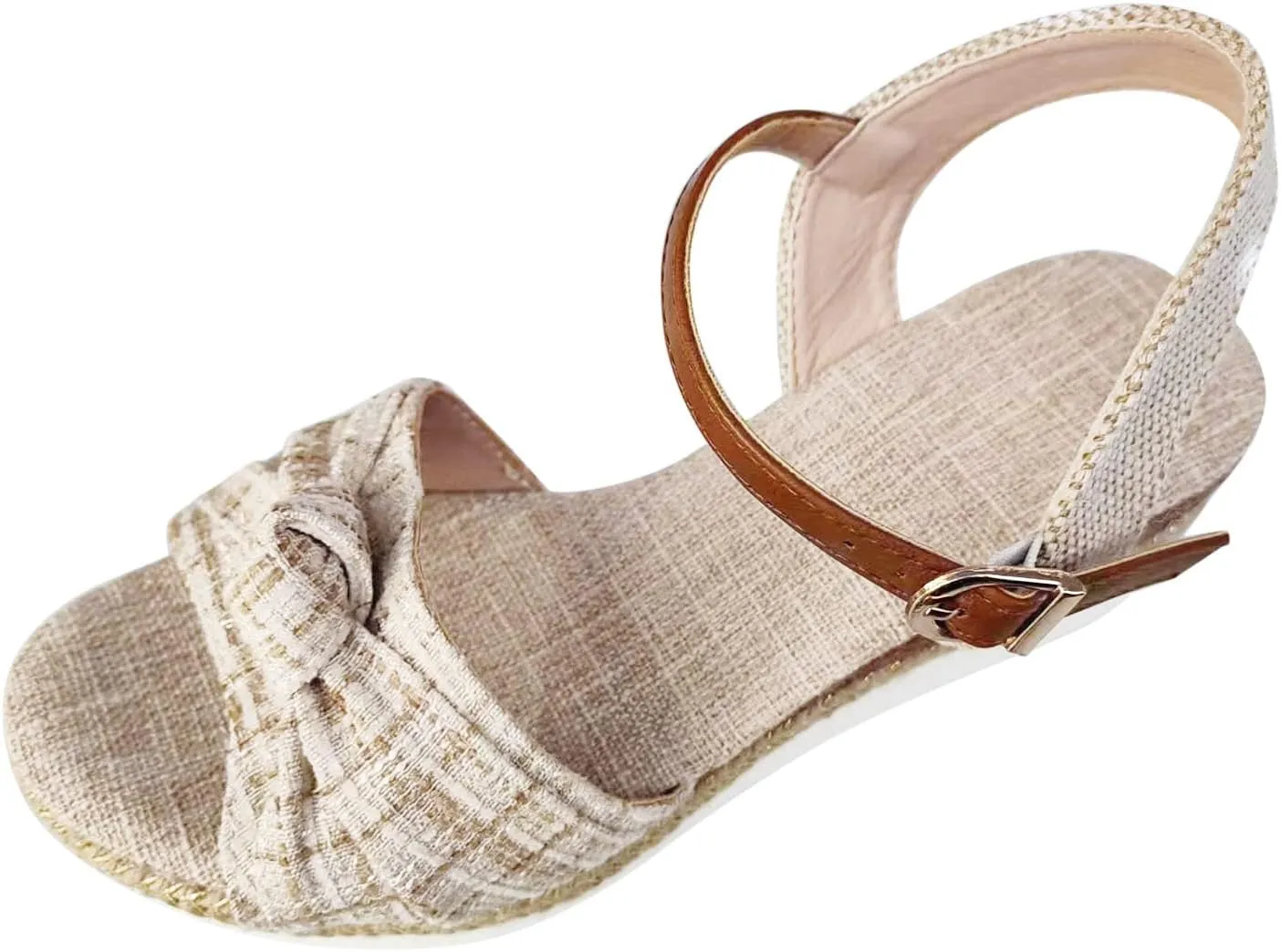 ZSpzx Espadrille Sandals for Women 2025 Dressy Summer Platform Wedges Heels Comfortable Sandals Bow Tie Ankle Strap Flat Fish Mouth Strappy Sandals Slip on Dress Walking Outdoor Beach Shoes