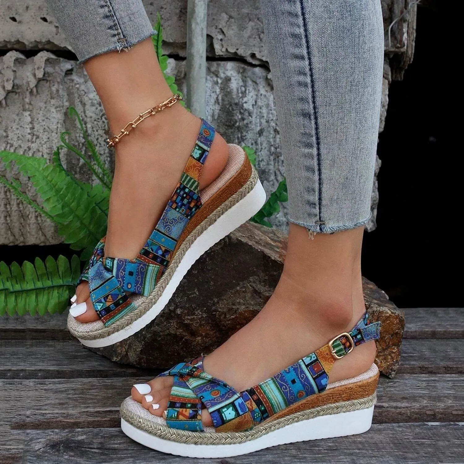 ZSpzx Orthopedic Sandals for Women,Womens Espadrilles Wedge Sandals 2025 Dressy Summer Slides Fish Mouth Platform Comfortable Slip on Bow Knot Open Toe Ankle Strap Beach Casual Walking Shoes