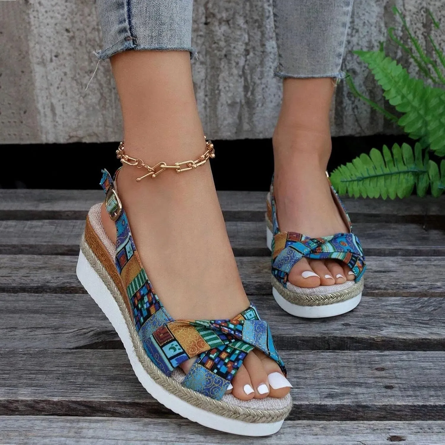 ZSpzx Orthopedic Sandals for Women,Womens Espadrilles Wedge Sandals 2025 Dressy Summer Slides Fish Mouth Platform Comfortable Slip on Bow Knot Open Toe Ankle Strap Beach Casual Walking Shoes